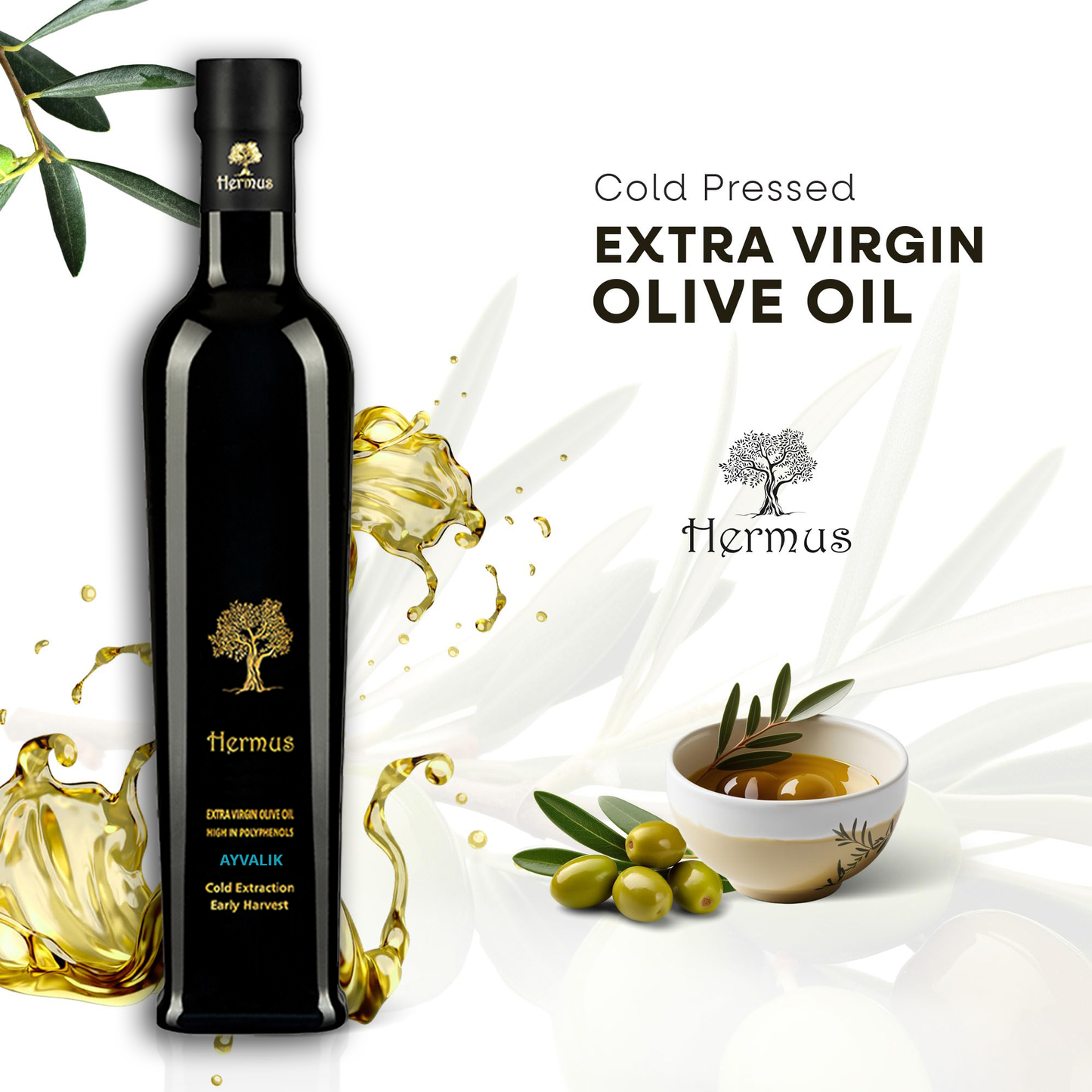 hermus organic olive oil high phenolic cold pressed non gmo ayvalik